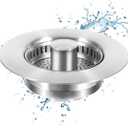 PartyKindom Stainless Steel Sink Drain Strainer and Stopper Efficient Kitchen Sink Plug Prevents Clogs Fits Standard 3.5 Inch Sinks Easy to Install and Clean