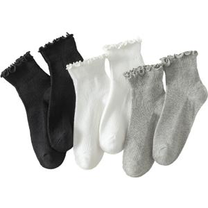 Hstyle 6 Pairs of Ruffle Socks Women, Cute Ruffle Ankle Socks
