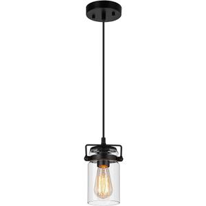 Industrial Pendant Lighting for Kithen Island, 1 Light Mini Hanging Pandent Light Fixture with Clear Glass Shade Adjustable Farmhouse Ceiling Light for Kitchen Island Dining Room Living Room