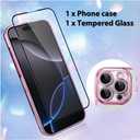 Kickstand for iPhone 16 Pro Case with Stand & Makeup Mirror - Cute Glitter Luxury Plating Edge Bumper for iPhone 16 Pro, Pink (6.3")