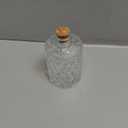 MyGift Small Clear Glass Reed Diffuser Bottles, Vintage Embossed Apothecary Style Flower Bud Vases with Cork Lids, Set of 2