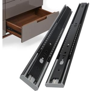 homdiy 22 Inch Soft Close Drawer Slides 1 Pair Furniture Replacement Parts,3 Section Full Extension Side Mount Ball Bearing Rails Drawer Slides for Cabinet 100 LB Capacity (Black)
