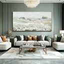 Modern Farmhouse Wall Art White Floral Wall Decor Green Print Pictures Framed Arts Extra Large Artwork 36"x70"