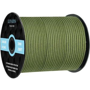 Paracord 240lb - Diameter 2mm Micro Utility Cord -3 Strand Parachute Spool Cord - 100ft 200ft,Paracord for Camping,Hiking,Fishing,Outdoor and DIY (Army Green)