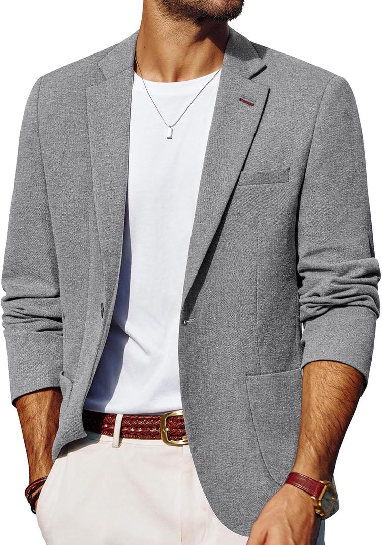 PJ PAUL JONES Mens Blazer Casual Sport Coats Lightweight One Button Suit Jacket for Summer