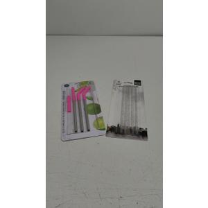 Pack of 2: 18/8 Stainless Steel Reusable Straws with Silicone Flex Tips 5 Piece Set, Manna 6 Pack Reusable Straws 