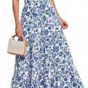 PRETTYGARDEN Women's Spring Summer Maxi Dresses 2026 Casual Wrap V Neck Floral Ruffle Sleeve Flowy Long Beach Boho Sun Dress, Size: X-Large (White Blue Flower)