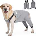 Dog Recovery Suit for Hid Leg, Soft Stretchy Pants for Hip Thigh Wound Protective Sleeves to Prevent Licking, Grey, 5XL (Reference Weight: 65-88 lbs)