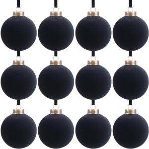 12 Pcs Velvet Christmas Balls Bulk Shatterproof Plastic Christmas Tree Decorations for Decorative Hanging Baubles (12, Black, 2.36Inch)