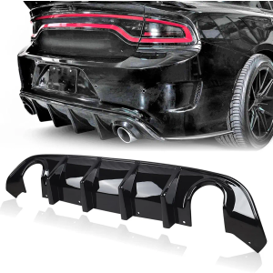 Rear Diffuser Lower Bumper Lip Fit for 2015-2024 Dodge Charger SRT Non-Widebody Models Rear Diffuser Side Skirt Splitter Spoiler Wing Body Kits Air Dam Charger Accessories (Glossy Black)