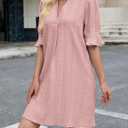 PerZeal Shirts Dress for Women V Neck Short Sleeves Casual Flowy Summer Beach Vacation Shifts (Pink, XXL)
