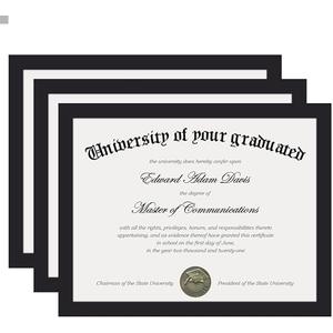 upsimples Certificate Frame with Clear Plexiglass, 8.5 by 11 Picture Diploma Document Degree Frame for Wall and Tabletop, Black, 3 Pack