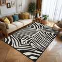 Zebra Print Area Rug 5x7,Zebra Pattern Area Carpets for Bedroom,Beige White and Black Living Room Carpet Ultra-Thin Washable Throw Floor Rugs Indoor Non Slip Accent Floor Mats for Dining Room,Laundry
