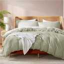 Light Sage Duvet Cover Full Size - Soft Double Brushed Full Size Duvet Cover Set, 3 Piece, with Button Closure, 1 Duvet Cover 80x90 inches and 2 Pillow Shams