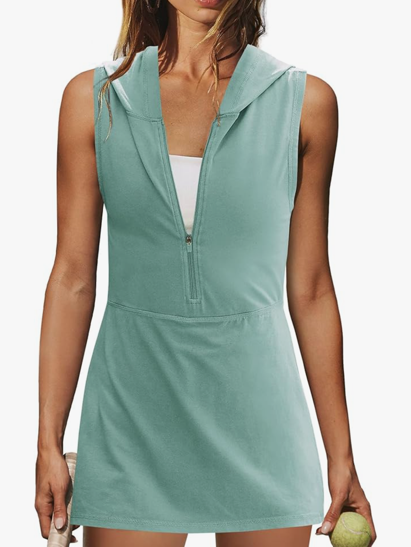 Nirovien Womens Tennis Dress with Shorts Hooded Sleeveless Workout Dress Half Zip Mini Dress with Pocket Size Large Nirovien Womens Tennis Dress with Shorts Hooded Sleeveless Workout Dress Half Zip Mini Dress with Pocket Size Large