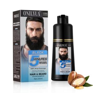 Mens Beard Dye For Men Black In Minutes, Grey Reducing Mustache & Beard Wash & Conditioner 3 In 1, Black Beard Dye Shampoo, Long-Lasting With Natural Extract, Gifts for Men Dad