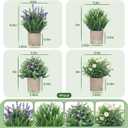 4 Pack Small Fake Plants, Artificial Eucalyptus Leaves with Flowers, Lavender & Daisy with Gray Paper Pulp Pots, Small Faux Potted Plant with Flowers for Home Decor, Indoor&Outdoor Decoration