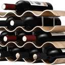 Countertop Wine Rack - 14 Bottle Freestanding Wine Bottle Holder Stand - 4 Tier Wooden Wine Storage Rack - Wavy Wine Organizer for Cabinet Pantry Home Kitchen Bar
