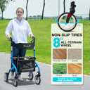 PLANET WALK Super Lightweight Rollator Walker for Seniors, Foldable Rolling Walker with Seat and 8" Rubber Wheels for All Terrain, Unique Design Aluminium Frame Sturdy Walkers for Traveling - Blue