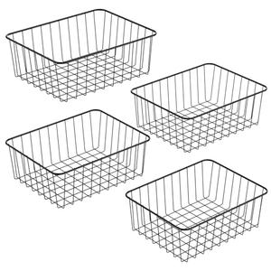 Warmfill Upright Freezer Organizer Bins - 4 Pack Small Size Stand Up Freezer Storage Baskets for 13 cu.ft Freezer, Black