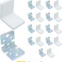 MR BRACKET L Bracket, White Shelf Brackets Pack of 10, Heavy Duty Cabinet Hanging Brackets, Plastic Cover Metal Brackets for Shelves, Stainless Steel Corner Brace, Furniture Anchors for Baby Proofing