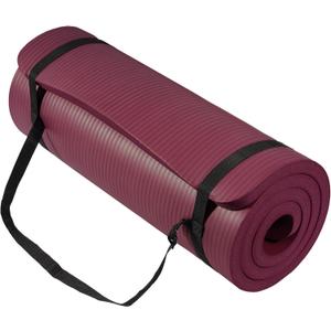 Yoga Mat 1-Inch Extra Thick High-Density Exercise Mat with Non-Slip Surface & Carry Strap for Men & Women Tear-Resistant Pilates Workout Mat for Home Gym, Floor Fitness (Deep Wine)