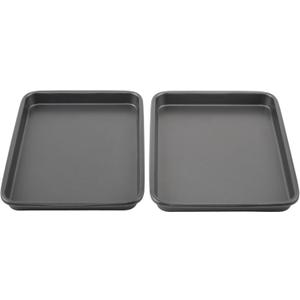 GoodCook Everyday Toaster Oven Mini Baking Sheets Set of 2 Set of 2 Heavy-Gauge Steel Baking Pans with Scratch-Resistant Nonstick, 9 x 6.2-Inch, Gray