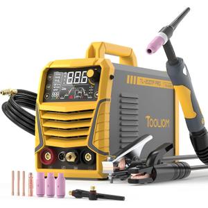 TOOLIOM TIG Welder with Pulse Multifunctional TIG Welding Machine DC TIG/Spot TIG/Pulse TIG/Stick 110&220V Dual Voltage with Large Digital Display