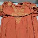 Runcati Mens Kaftan Thobe Button Down Casual Henley Shirts Long Sleeve Robe Cotton Linen Muslim Gown Shirt (Orange)