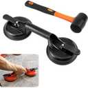 Laminate Floor Gap Repair Tool Kit -Aluminum Floor Gap Fixer with Rubber Mallet for Laminate, Vinyl Plank,SPC&Floating Floor Installation|Gap Closer for Smooth Surface Flooring (Black)