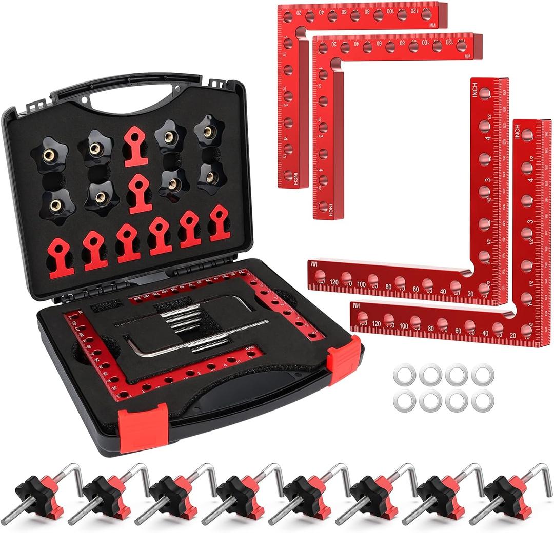 Corner Clamp for Woodworking, 90 Degree Corner Clamp, Aluminum Alloy 4 Pack 5.5"x 5.5" Positioning Squares Right Angle for Woodworking Tools, for Picture Frame, Box, Cabinets, Drawers