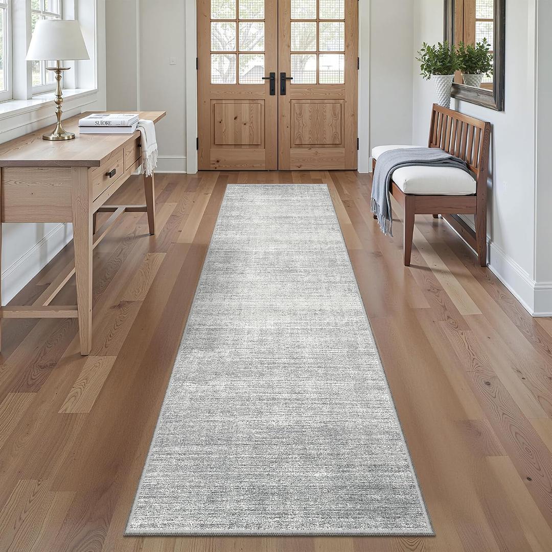 2x6 Runner Rug Non Slip, Washable Rug Runners for Hallways, Grey