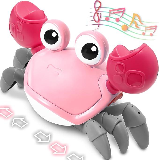 Pbooo Tummy Time Crawling Crab Baby Toy 3-6 Months Learning Walking Dancing Crab Toys for Babies 6-12 9-12 12-18 Months, Infant Toddler Development Toys Age 1-2 1st Birthday Gift