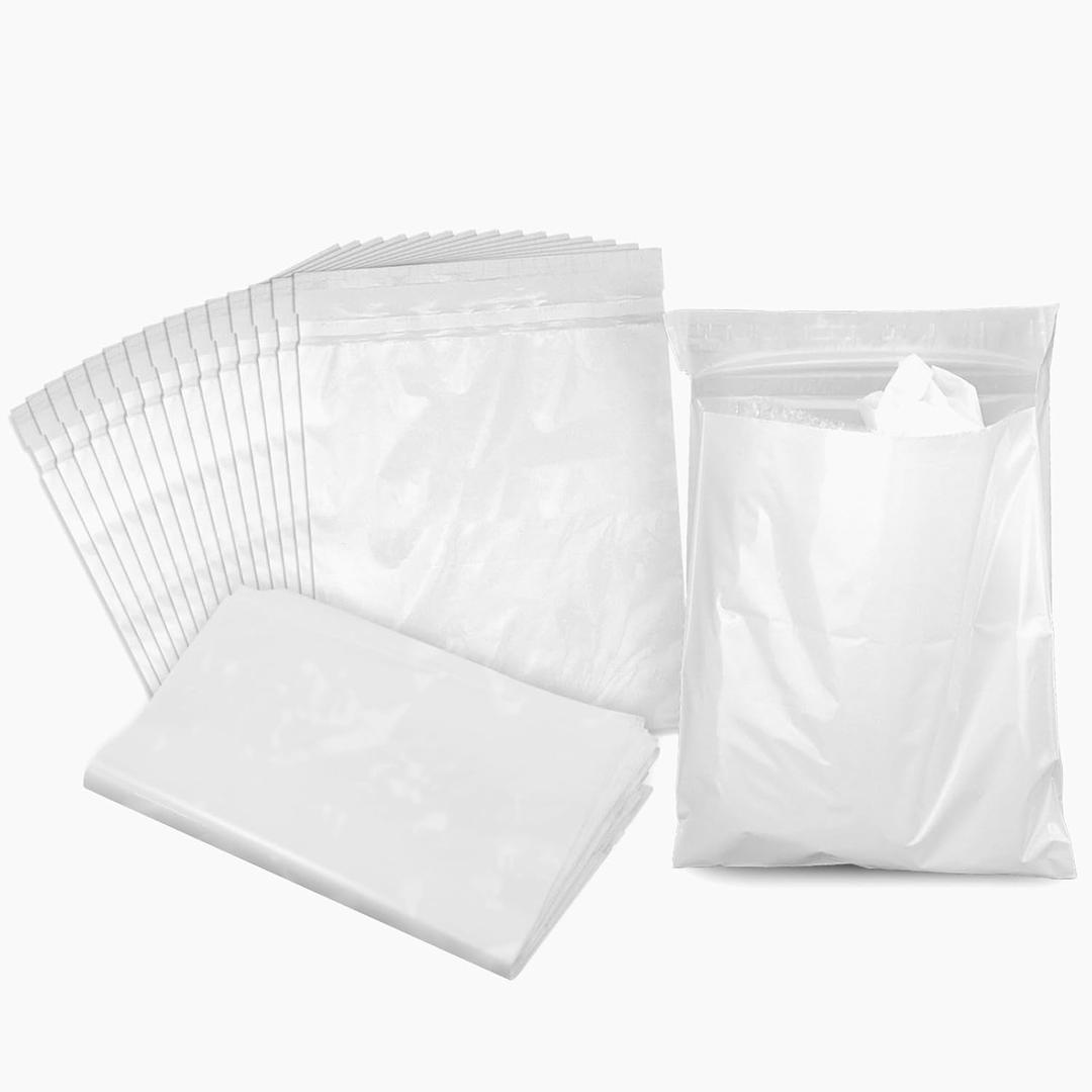 Disposable Car Bags, 100 Pack Car Garbage Bag Hanging, Self Adhesive Cleaning Bags for Cars, Kitchens, Bedrooms, Offices, During Travel and Camping (9.8 * 12.2 Inches), White
