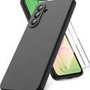 for Samsung Galaxy A56 5G Case, 2 Pack Tempered Glass Screen Protectors, Soft TPU Liquid Silicone Case, Shockproof Rubber Silicone Gel Shell-Black