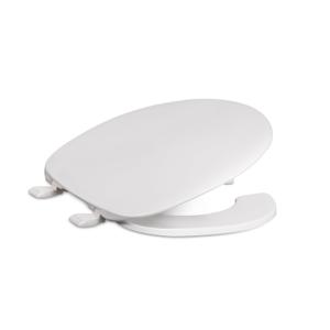 Centoco Elongated Toilet Seat, Light Duty Commercial or Residential, Open Front with Cover, Plastic, Made in the USA, DSAMAZ62-001, White
