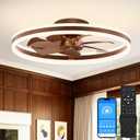 VOLISUN Low Profile Ceiling Fans with Lights and Remote, 24in Flush Mount Ceiling Fans with Light, 3000K-6500K Dimmable Fandelier LED Fan Light, Farmhouse Ceiling Fans with Lights for Bedroom