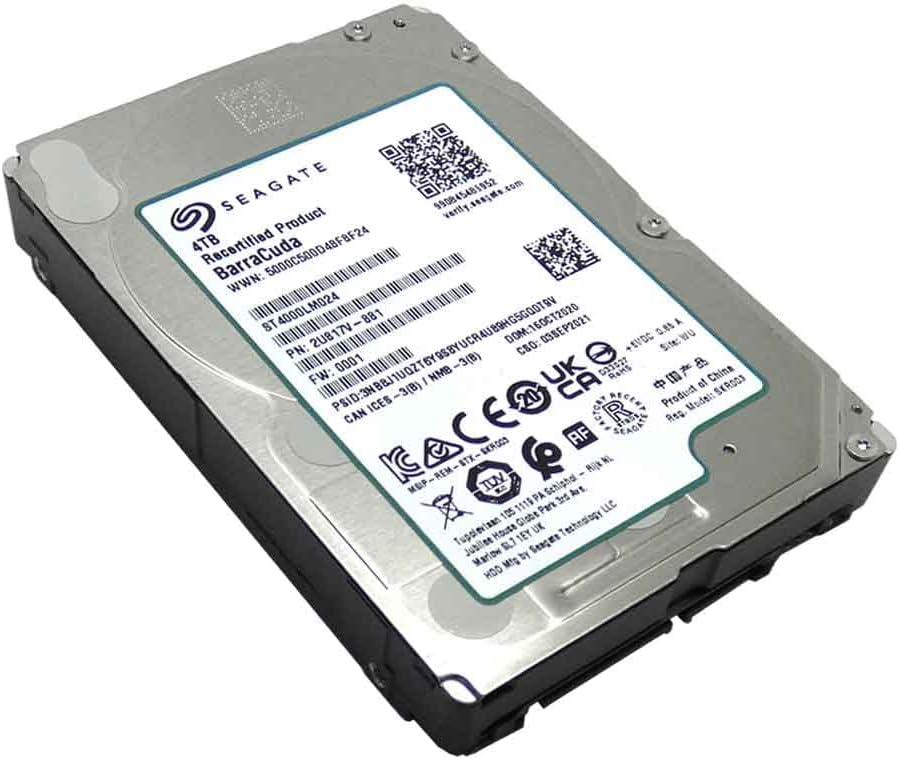 Seagate BarraCuda Internal Hard Drive 4TB SATA 6Gb/s 128MB Cache 2.5-Inch 15mm (ST4000LM024) ,Mechanical Hard Disk