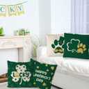 GAGEC St Patricks Day Pillow Covers 18x18 Inch Set of 4 Funny Dog Paws Throw Pillowcase Green Shamrock Home Sofa Pillowcase Happy St. Patrick's Day Farmhouse Decoration Cushion Cases
