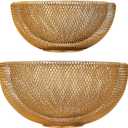 IBWell Metal Wire Woven Fruit Storage Bowl Basket for Kitchen, Large Black Mesh Fruit Stand, for Apple, Pineapple, Banana, Orange, Lemon, Pear, Strawberry, Watermelon (Gold, Normal & Large)