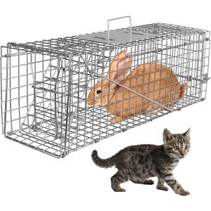 Humane Live Animal Cage Trap, 23.3x7.2x7.7 Inch Collapsible Live Animal Cage Trap Rabbits, Stray Cats, Raccoon, Mole, Squirrels Outdoor Small Animal Trap, Humane Catch & Release