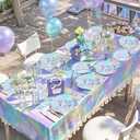 96Pcs 13th Birthday Decorations Iridescent 13th Birthday Party Plates Disposable 350GSM Official Teen 13th Birthday Tableware Set for Teen Girls Happy 13th Birthday Party, Serves 24