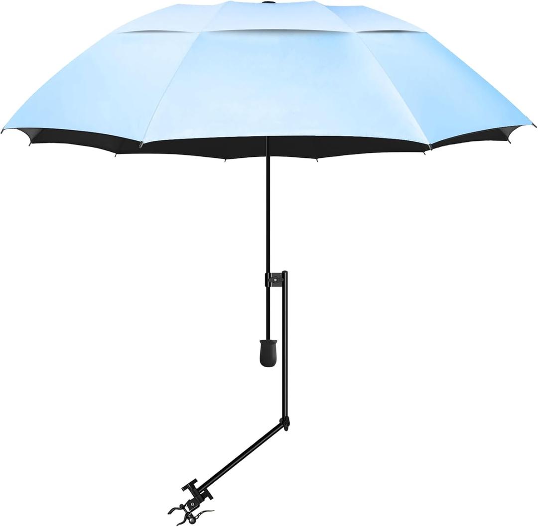 UPF 50+ Beach Umbrella with Adjustable Universal Clamp