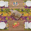 XCHI Colorful Masks Doughnuts Iris Fleur De Lis Mardi Gras Table Runner Carnival Table Decoration for Masquerade Party Home Kitchen Dining Holiday Decor 13x120 Inch