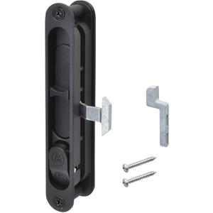 Sliding Screen Door Handle & Latch with Keeper, Fits Doors Thicknesses Ranging from 15/16" to 1-1/8", and mounting Holes 5-1/8" on Center (Black)