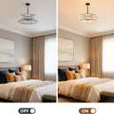 VONLUCE Cystal Ceiling Light Fixture, 6-Light Semi Flush Ceiling Light with Crystal Prisms, 21 in. Chandelier for Dining Room Bedroom Entryway, Kitchen, Black Metal Canopy, ETL Certificated
