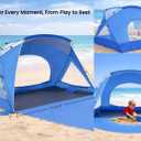 Beach Tent, Portable Sun Shelter for 2 Person with UPF 50+ UV Protection, Easy Setup Waterproof Beach Shade Canopy Cabana for Family Outdoor and Picnics, Fishing with Carrying Bag, Blue, Compact 1-2 Person