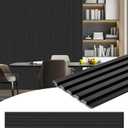 8-Pack 3D Slat Wall Panels  Soundproof Faux Wood Wall Panels for Interior Dcor, 48.2" x 6.3", Modern Wall Cladding for Living Room, Bedroom, Office  Black Finish