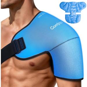 Shoulder Brace Ice Pack Wrap for Rotator Cuff and Arm, 3D Gel Cold Compression Sleeve for Injuries, Bursitis, Tendinitis, Surgery Recovery, Easy to Put On & Take Off, Gifts (Large)