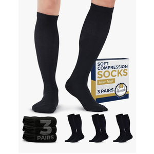 Pembrook Light Compression Socks for Men & Women - 3 Pairs | 8-15 mmhg Compression Dress Socks for Men | Support Socks, S/M 